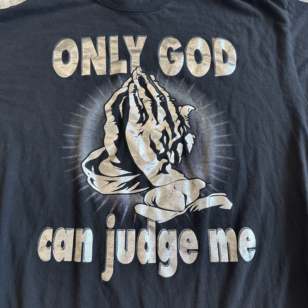 VTG AAA Only God Can Judge Me Praying Hands Tee Shirt Black 5XL - Picture 2 of 7